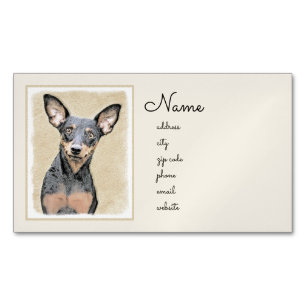 Miniatur Pinscher Malerei Niedlich Original Hunde  Magnetische Visitenkarte