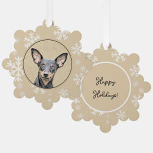 Miniatur Pinscher Malerei Niedlich Original Hunde Ornament Karte