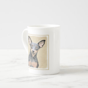 Miniatur Pinscher Malerei Niedlich Original Hunde  Porzellantasse