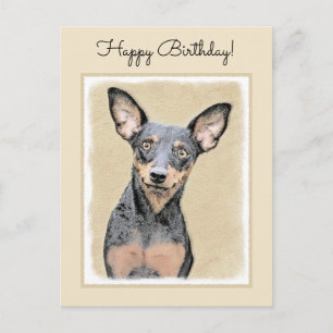 Miniatur Pinscher Malerei Niedlich Original Hunde  Postkarte