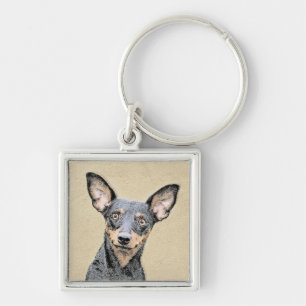 Miniatur Pinscher Malerei Niedlich Original Hunde  Schlüsselanhänger