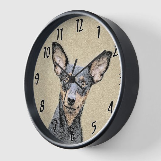 Miniatur Pinscher Malerei Niedlich Original Hunde  Uhr (Winkel)