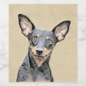 Miniatur Pinscher Malerei Niedlich Original Hunde Weinetikett (Einzelnes Label)