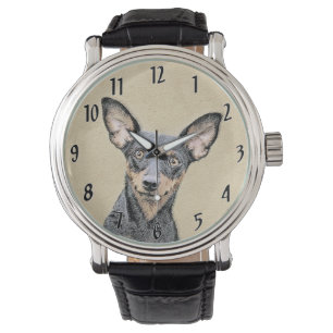 Miniatur Pinscher Malerei Süße originelle Hundekun Armbanduhr