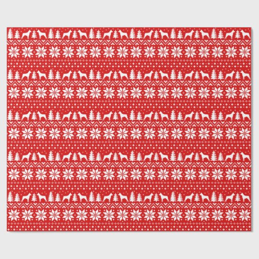 Miniatur Pinscher MinPin Silhouetten Weihnachten Geschenkpapier (Flach)