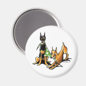 Miniatur Pinscher n Äpfel Magnet (Vorderseite/Rückseite)