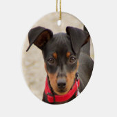 Miniatur-Pinscher-Schwarz und Rost Keramik Ornament (Rechts)