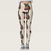 Miniatur-Pinscher-Schwarz und Rost Leggings (Vorderseite)