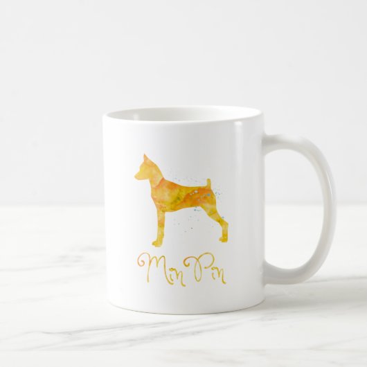 Miniatur Pinscher Wasserfarbdesign Kaffeetasse (Rechts)