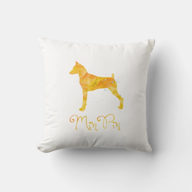 Miniatur Pinscher Wasserfarbdesign Kissen (Vorderseite)