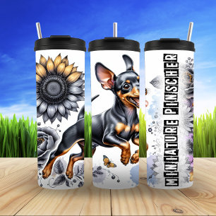 Miniatur Pinscher's Graustufen Garden Thermosbecher