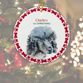 Miniatur Poodle Personalisiert Wasserfarbe Weihnac Keramik Ornament