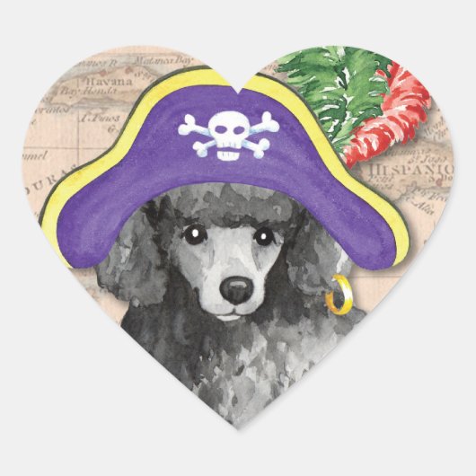 Miniatur Poodle Pirate Herz-Aufkleber (Vorderseite)