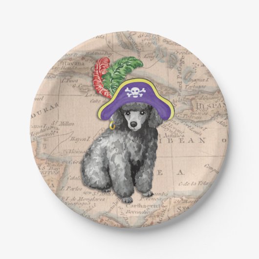 Miniatur Poodle Pirate Pappteller (Vorderseite)