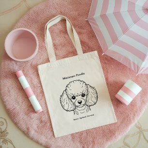 Miniatur Poodle Portrait Schwarze Linie Illustrati Jumbo Stoffbeutel