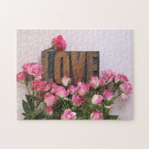 Miniatur-Rose mit Liebe-Wortpuzzle Puzzle