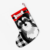 Miniatur Schnauzer Alt modische Karierte kleine Ch Kleiner Weihnachtsstrumpf (Rückseite (Hängend))