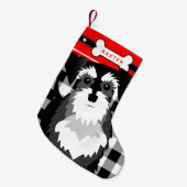 Miniatur Schnauzer Alt modische Karierte kleine Ch Kleiner Weihnachtsstrumpf (Vorderansicht (hängend))