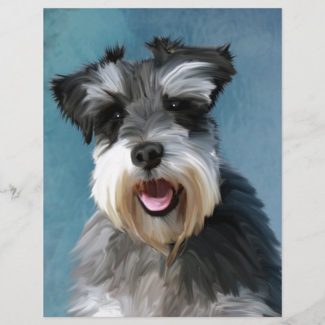 Miniatur Schnauzer Aquarellmalerei (Vorderseite)