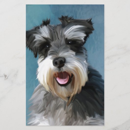 Miniatur Schnauzer Aquarellmalerei Briefpapier (Vorderseite)