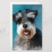 Miniatur Schnauzer Aquarellmalerei Briefpapier (Vorne/Hinten)