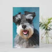 Miniatur Schnauzer Aquarellmalerei Briefpapier (Stehend Vorderseite)
