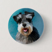 Miniatur Schnauzer Aquarellmalerei Button (Vorderseite)