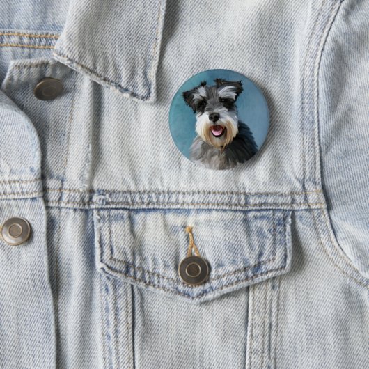 Miniatur Schnauzer Aquarellmalerei Button (Beispiel)