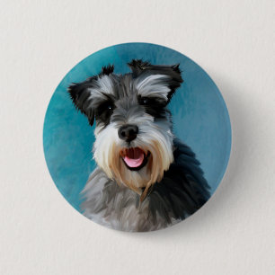 Miniatur Schnauzer Aquarellmalerei Button