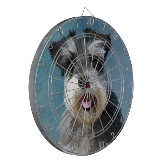 Miniatur Schnauzer Aquarellmalerei Dartscheibe (Vorderseite Links)