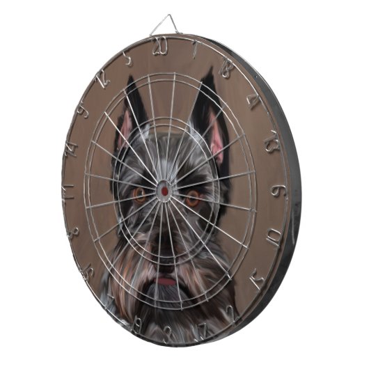 Miniatur Schnauzer Aquarellmalerei Dartscheibe (Vorderseite rechts)