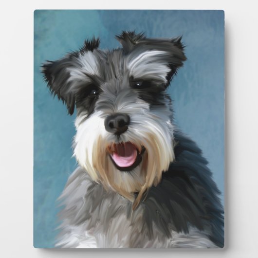 Miniatur Schnauzer Aquarellmalerei Fotoplatte (Vorderseite)