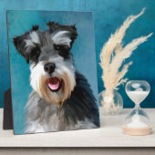 Miniatur Schnauzer Aquarellmalerei Fotoplatte (Seite)