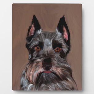 Miniatur Schnauzer Aquarellmalerei Fotoplatte