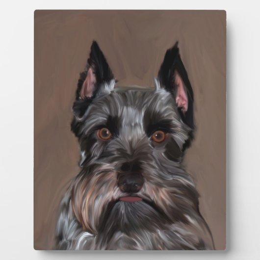 Miniatur Schnauzer Aquarellmalerei Fotoplatte (Vorderseite)
