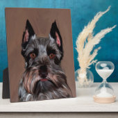 Miniatur Schnauzer Aquarellmalerei Fotoplatte (Seite)