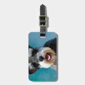 Miniatur Schnauzer Aquarellmalerei Gepäckanhänger (Vorderseite vertikal)