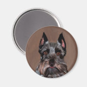 Miniatur Schnauzer Aquarellmalerei Magnet (Vorderseite/Rückseite)