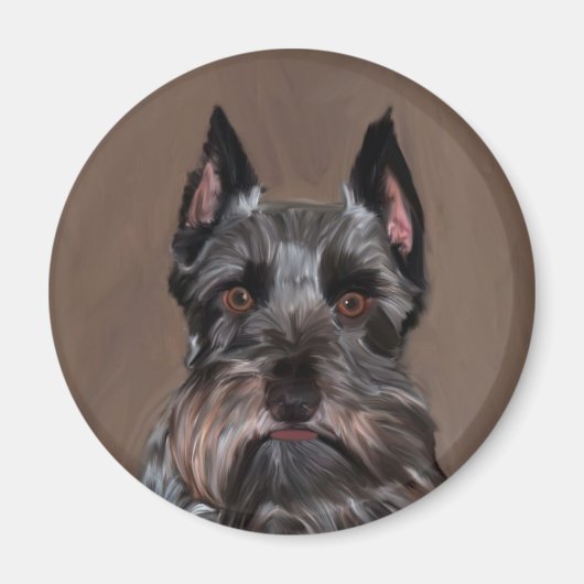 Miniatur Schnauzer Aquarellmalerei Magnet (Vorne)