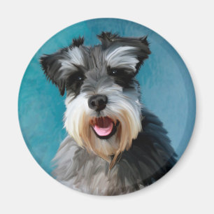 Miniatur Schnauzer Aquarellmalerei Magnet
