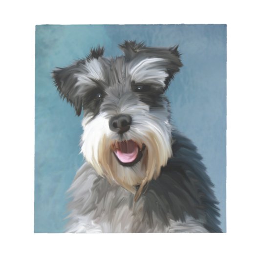 Miniatur Schnauzer Aquarellmalerei Notizblock (Vorderseite)