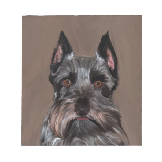 Miniatur Schnauzer Aquarellmalerei Notizblock (Vorderseite)