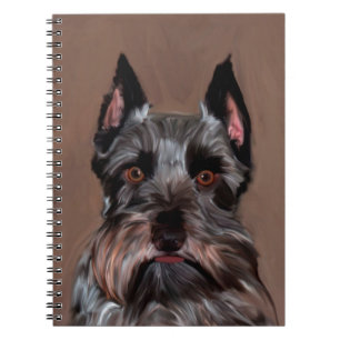 Miniatur Schnauzer Aquarellmalerei Notizblock