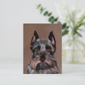 Miniatur Schnauzer Aquarellmalerei Postkarte (Stehend Vorderseite)