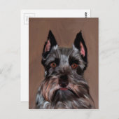 Miniatur Schnauzer Aquarellmalerei Postkarte (Vorne/Hinten)