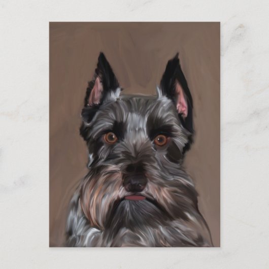 Miniatur Schnauzer Aquarellmalerei Postkarte (Vorderseite)