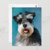 Miniatur Schnauzer Aquarellmalerei Postkarte (Vorne/Hinten)
