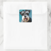 Miniatur Schnauzer Aquarellmalerei Quadratischer Aufkleber (Tasche)