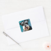 Miniatur Schnauzer Aquarellmalerei Quadratischer Aufkleber (Umschlag)
