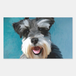 Miniatur Schnauzer Aquarellmalerei Rechteckiger Aufkleber